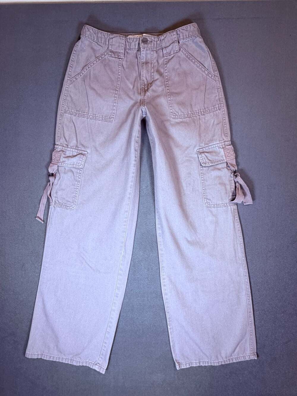 RiselTown Y2K Cargo Pants Women's M 7-9 Wide Leg Utility Tie Detail